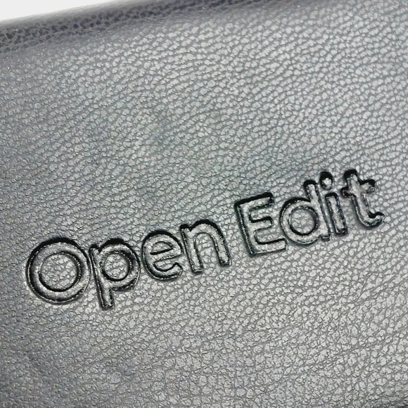 NEW Open Edit Lely Black Faux Leather Square Toe Flat Slide Sandals F68 - Picture 9 of 11